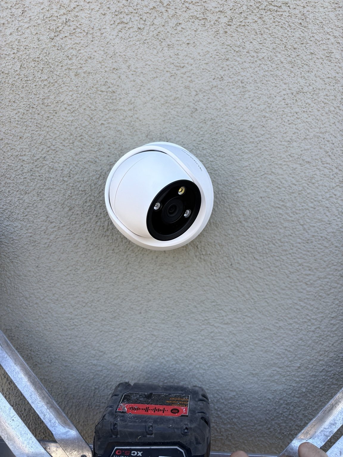 Close-up of professionally installed 12 megapixel security camera
