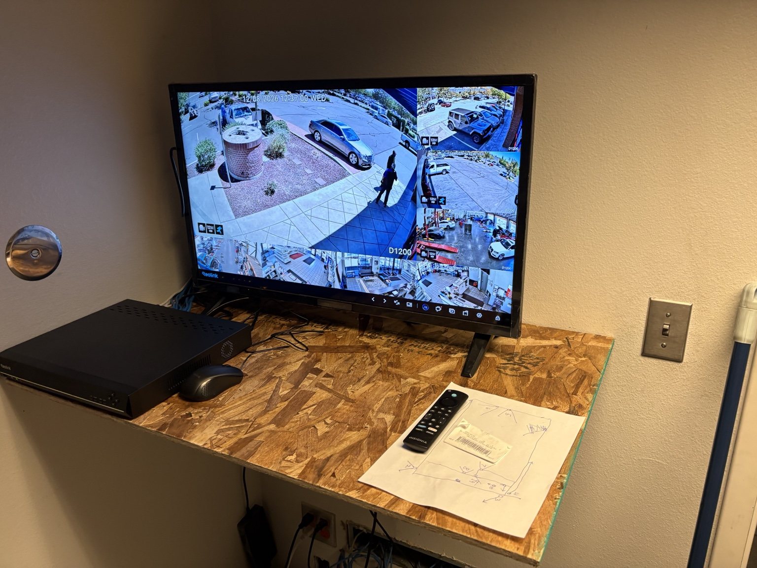 Finished commercial surveillance monitoring station with NVR and display