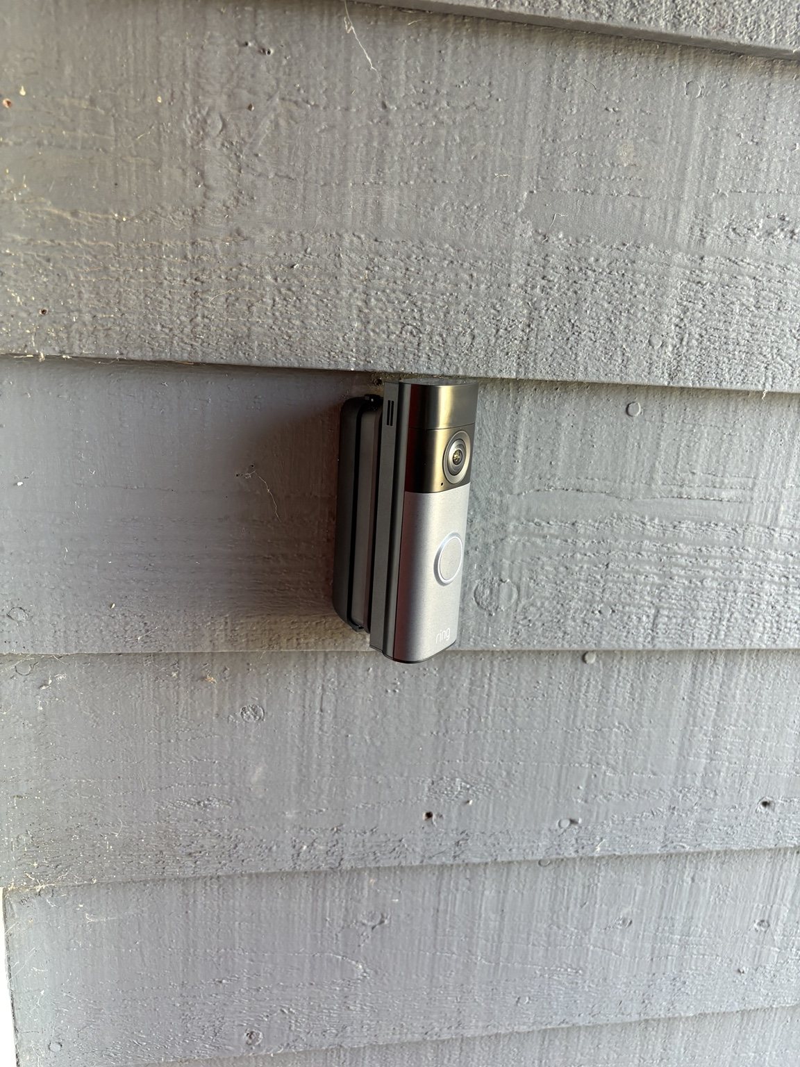 Close-up of professionally mounted Ring video doorbell